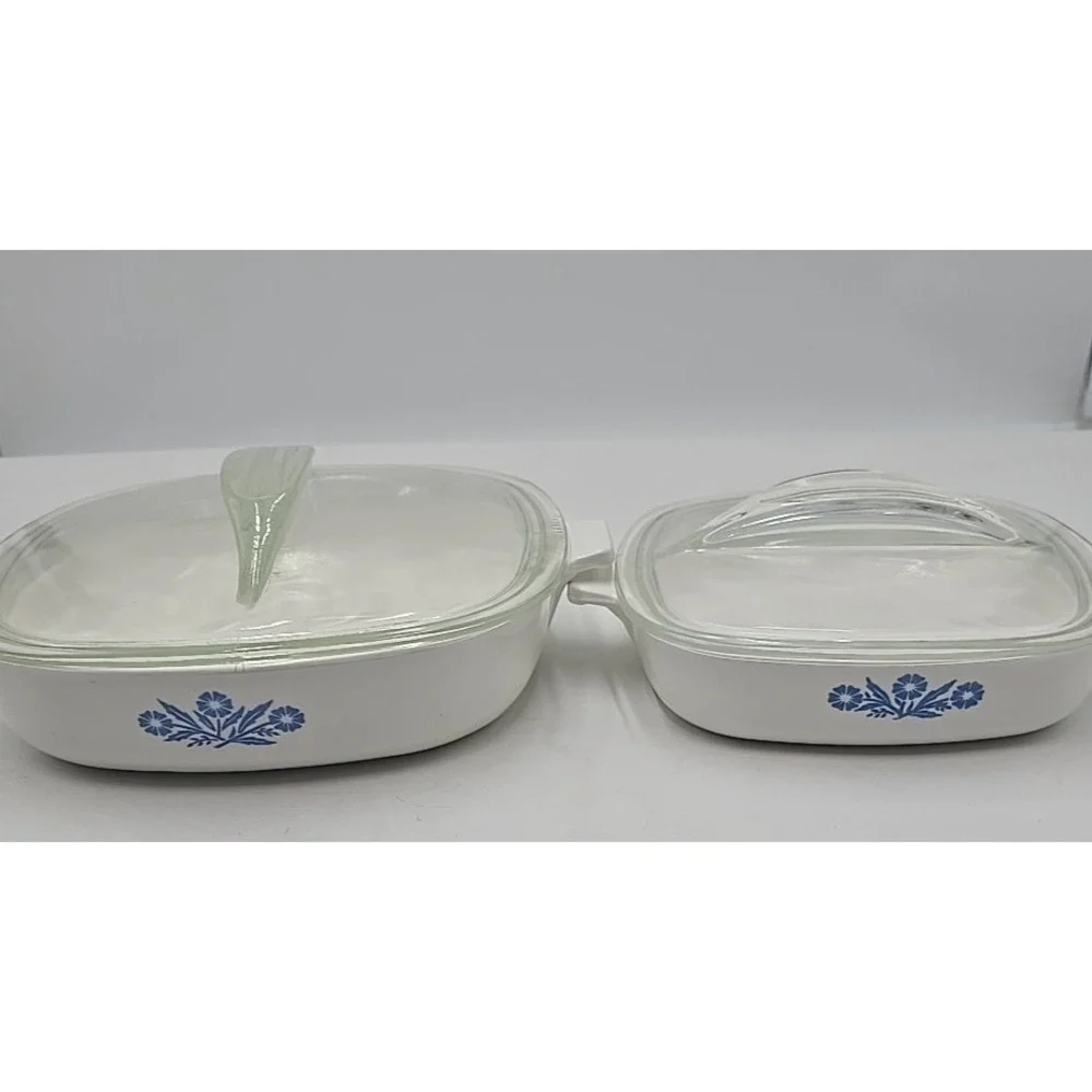Set of 2 Corning Ware Blue Cornflower Casserole Dishes - A-17 7inch A-4 9 Inch